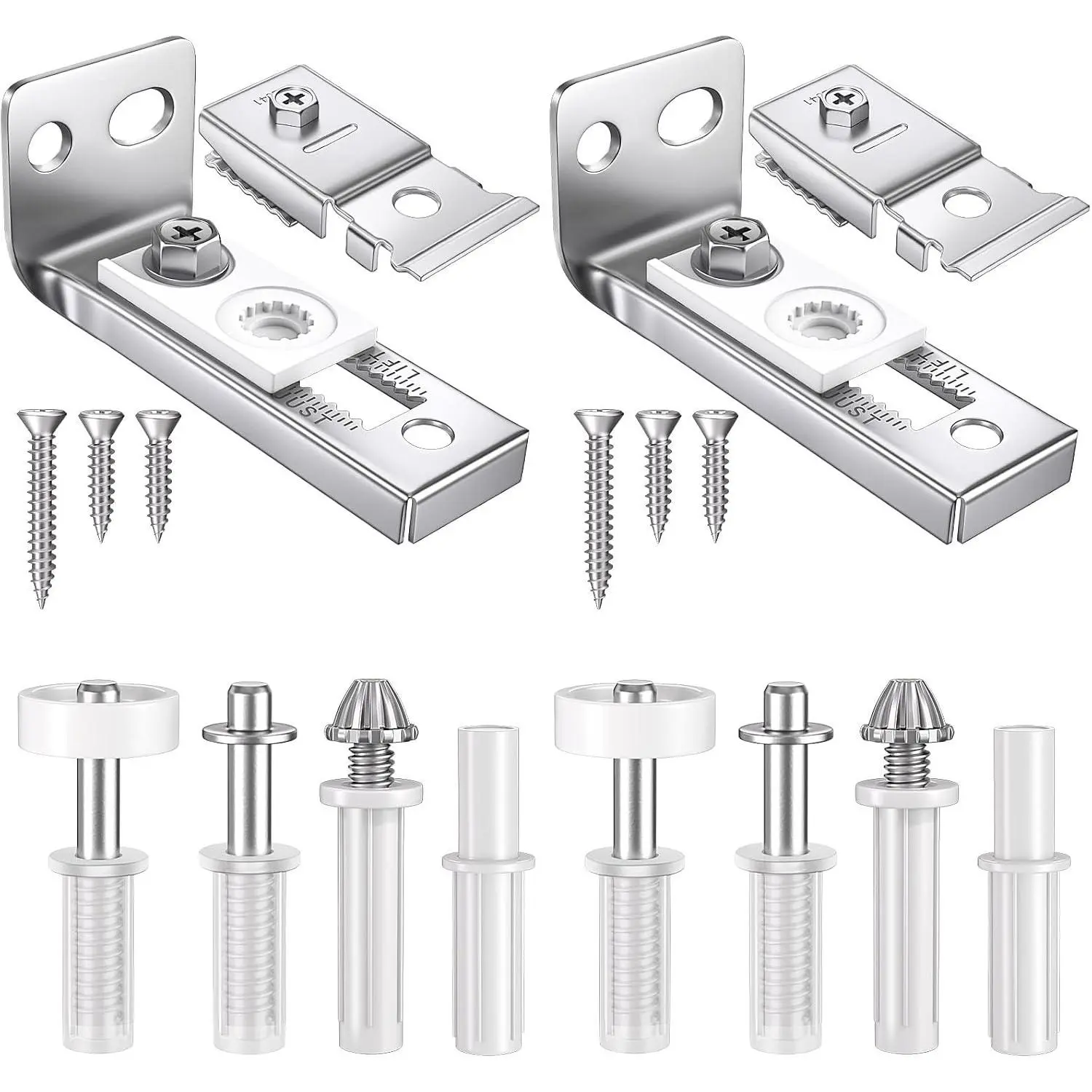 Bifold Door Hardware Repair Kit, 2 Set Bi-fold Sliding Closet Doors Replacement Parts with Top & Bottom Brackets, Pivots & Guides Wheel, Closet Door Hardware Kit for Folding Pocket & Accordion