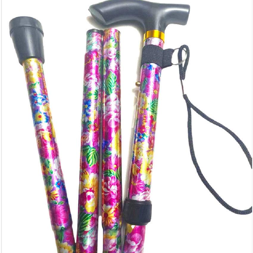 5-Section Printed Walking Stick, Retractable Aluminum Alloy Cane, Foldable Walking Cane for the Elderly
