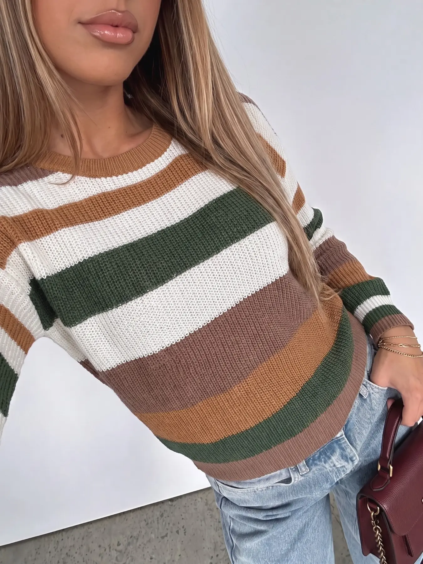Women's Knitted Pullover Sweater, Fashionable and Elegant, Casual Style, Essential for Autumn and Winter, Comfortable and Stylish