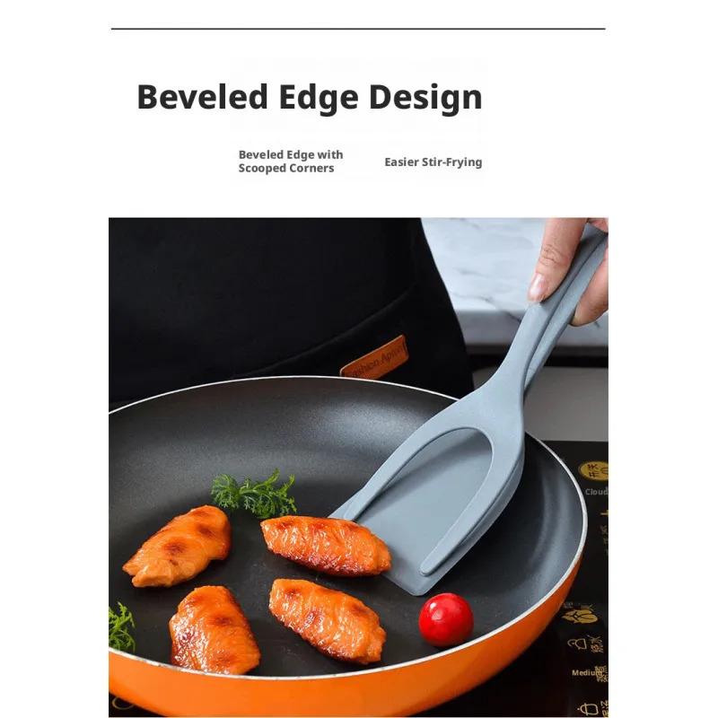 2-in-1 Spatula and Tongs - Black Egg Turner, Pancake Flipper, Fryer, Spatula, Fish Meat French Toast Tongs, suitable for home kitchen cooking tools dormitory top glass bottle Herbal Infusion Decarboxylation Machine spice tool Heat-Resistant Silicone new 2