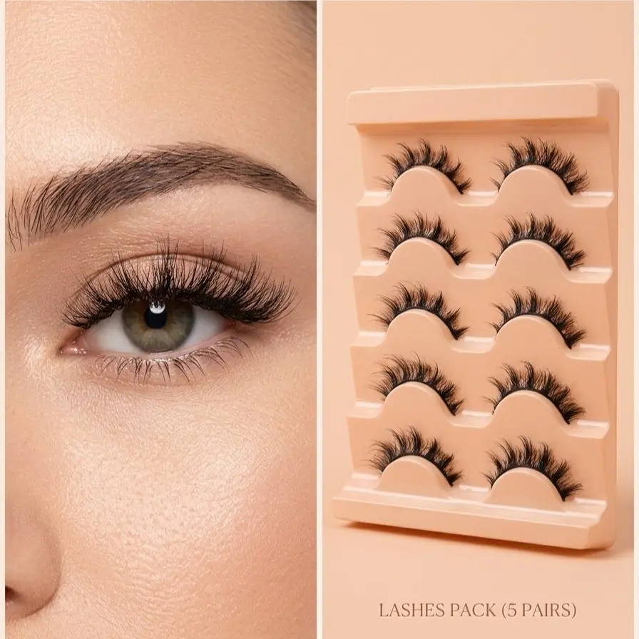 Dense False Eyelashes, Hard Stems Cross Design, European Style Barbie Big Eyes, Pointed Tips, Dramatic Volume, D Curl