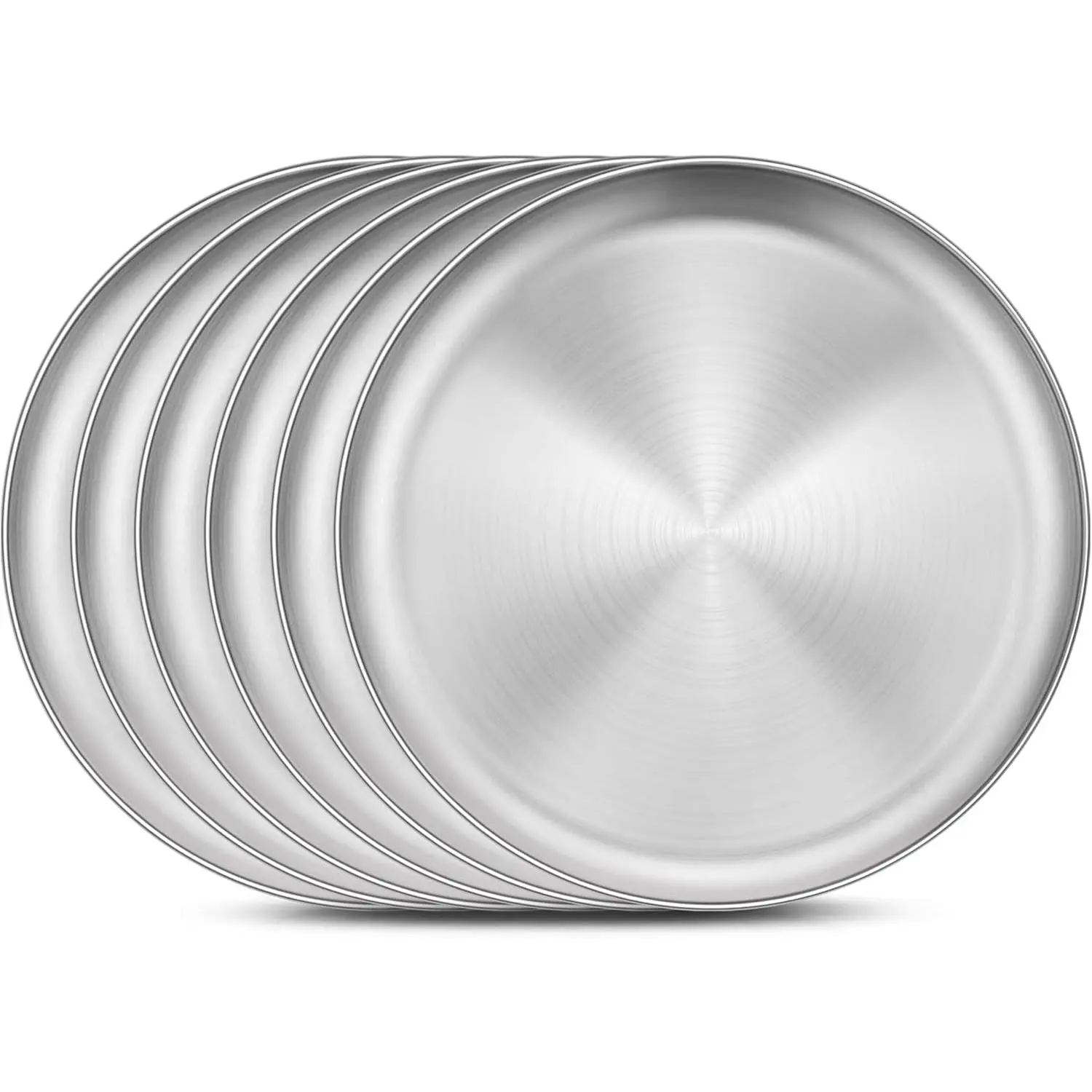 Stainless Steel Plate Set,  Metal  Dinner Plates for Adult, Round Camping Plates for Serving Dishes Dessert Salad, Non Toxic & Reusable, Dishwasher Safe