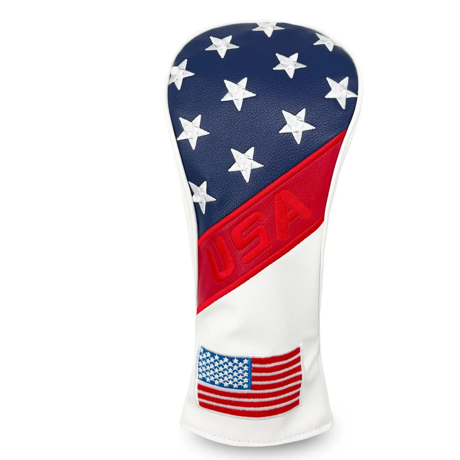 Usa Flag Embroidered Golf Club Head Covers, Full Print Five-Star Stripes, 3D Embroidery, Universal Fit, Stylish Field Decorations