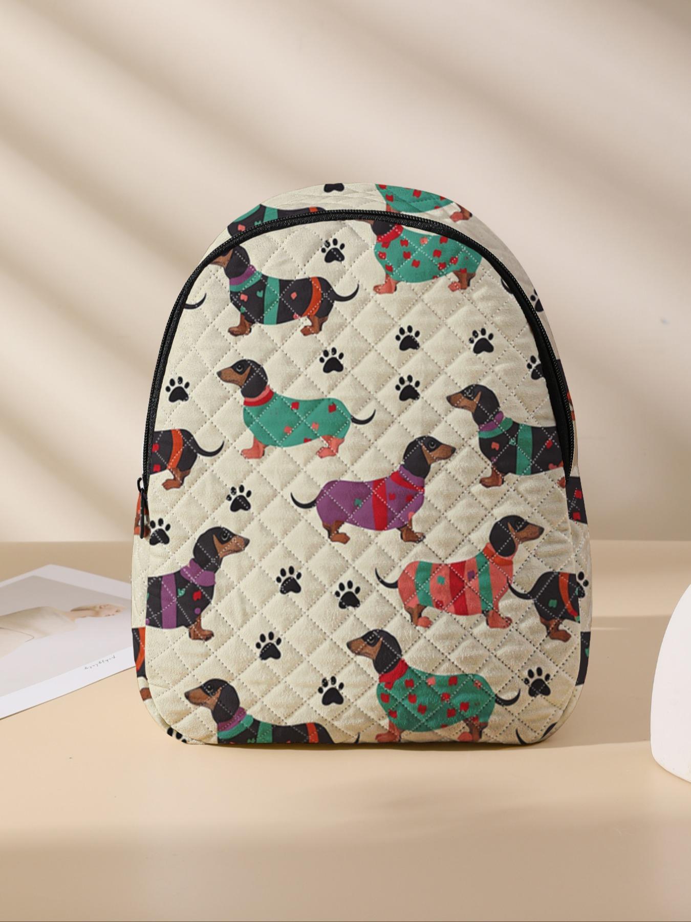 Cute Dog Pattern Backpack, Lightweight Durable School Bag with Lunch Pocket, Casual Student Backpack for Primary School, Middle School and University, School Backpacks, Youth Backpack, Student Class Backpack