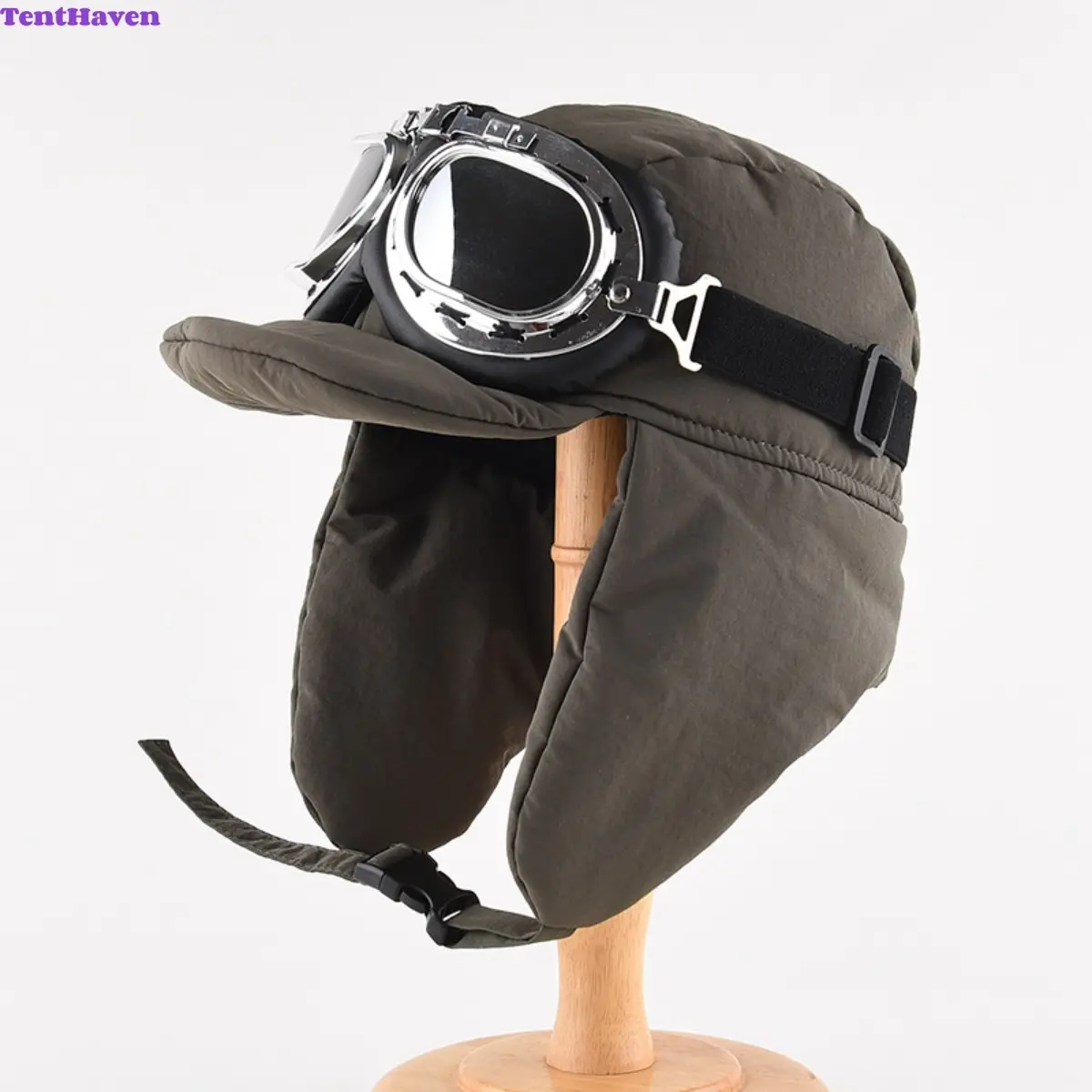 Winter Aviator Trapper Hat With Vintage Goggles, Unisex Windproof Warm Ear Flap Pilot Cap, Cold Weather Outdoor Ski Motorcycle Cycling Trooper Hat For Men Women
