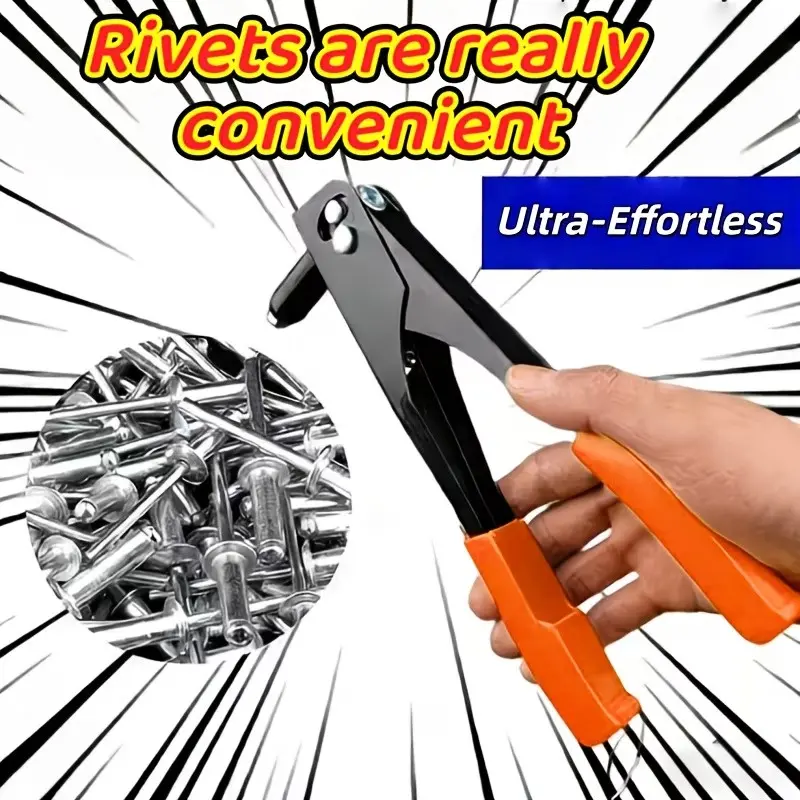 6-Piece Rivet Installation Kit, Rivet Tool with 4 Guides and Wrench, Ideal for DIY Furniture Assembly, Car Repair, Professional Use, Hand Tools