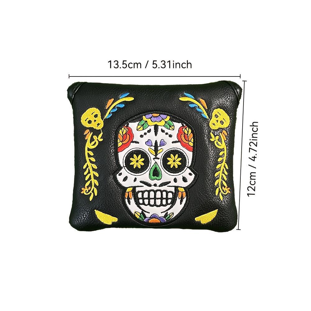 Skull Pattern Magnetic Golf Putter Headcover, 1 Count Durable Faux Leather Golf Putter Headcover, Golf Accessories for Men Golfers, Halloween, Golf Gift, Golf Gift Accessory