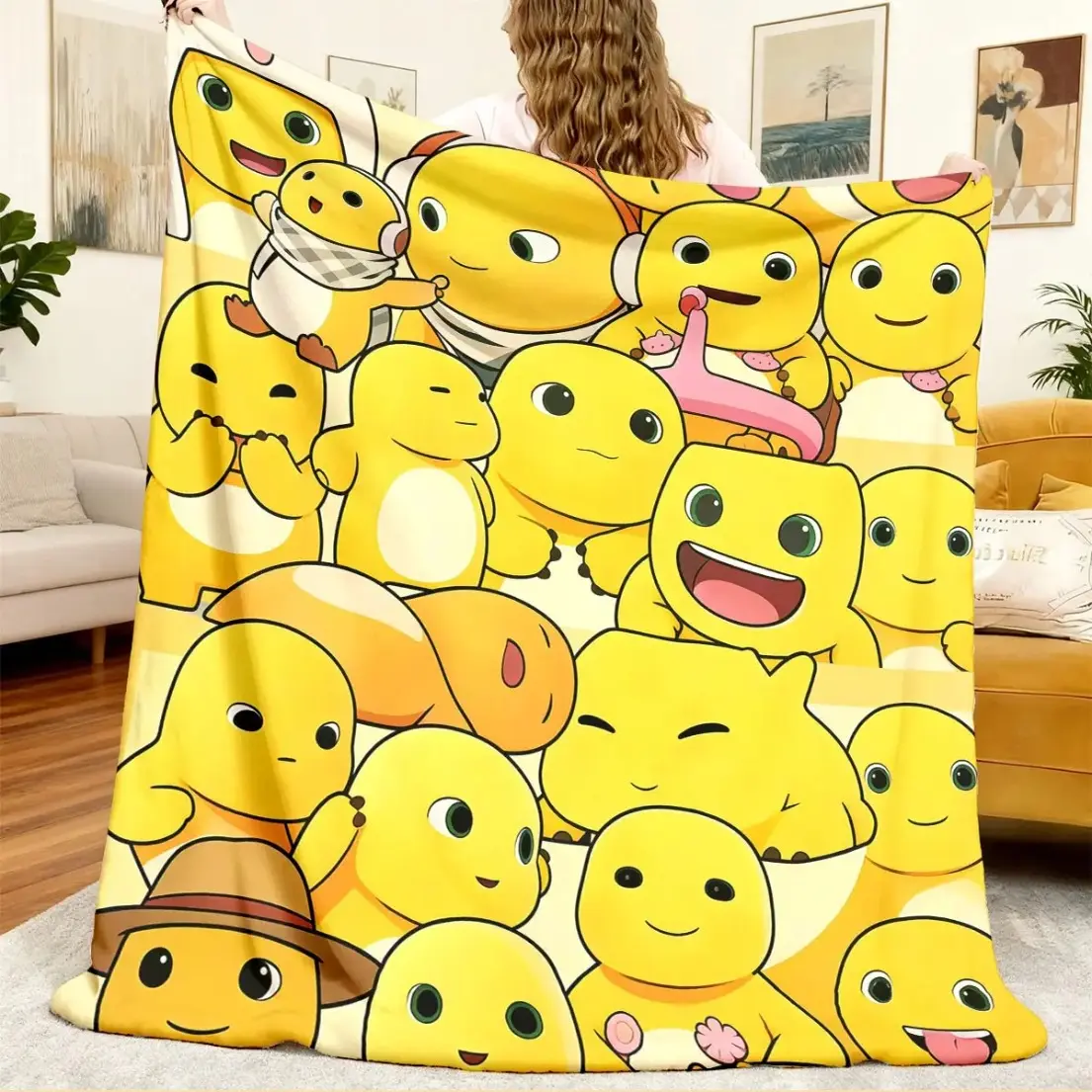 Cute Milk Dragon Plush Blanket, Large Soft Lightweight Warm, Lightweight Cozy Blanket, Perfect for Bed Sofa Office Camping Travel, Anime Lover Gift