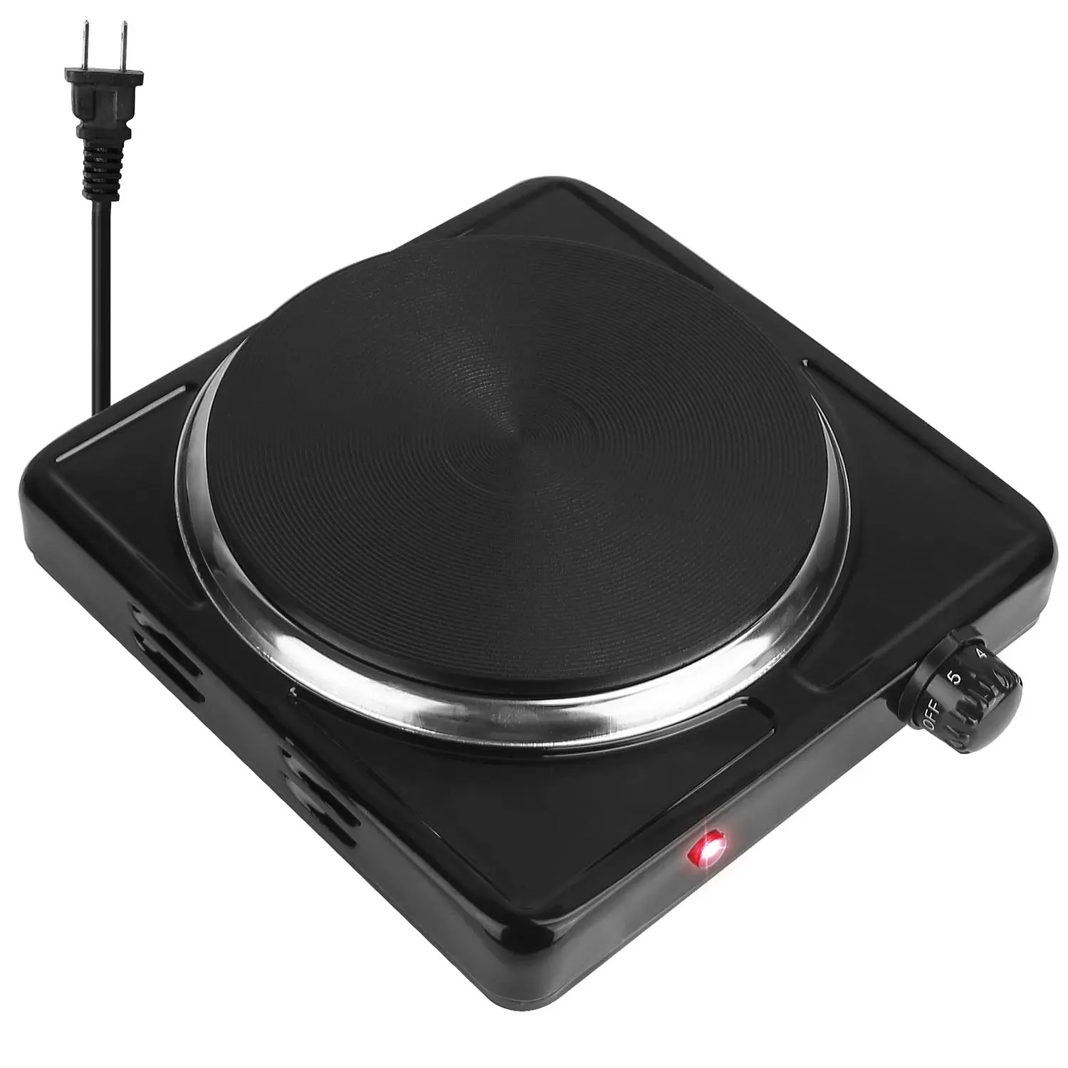 Electric Single Burner Hot Plate, 1500W Portable Countertop Cooker with Temperature Control for Home, RV & Camping