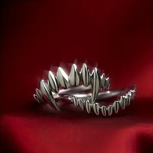 Goth Style Horror Vampire Rings, Durable Adjustable Open Band Rings, Unique Gothic Jewelry Accessories for Men