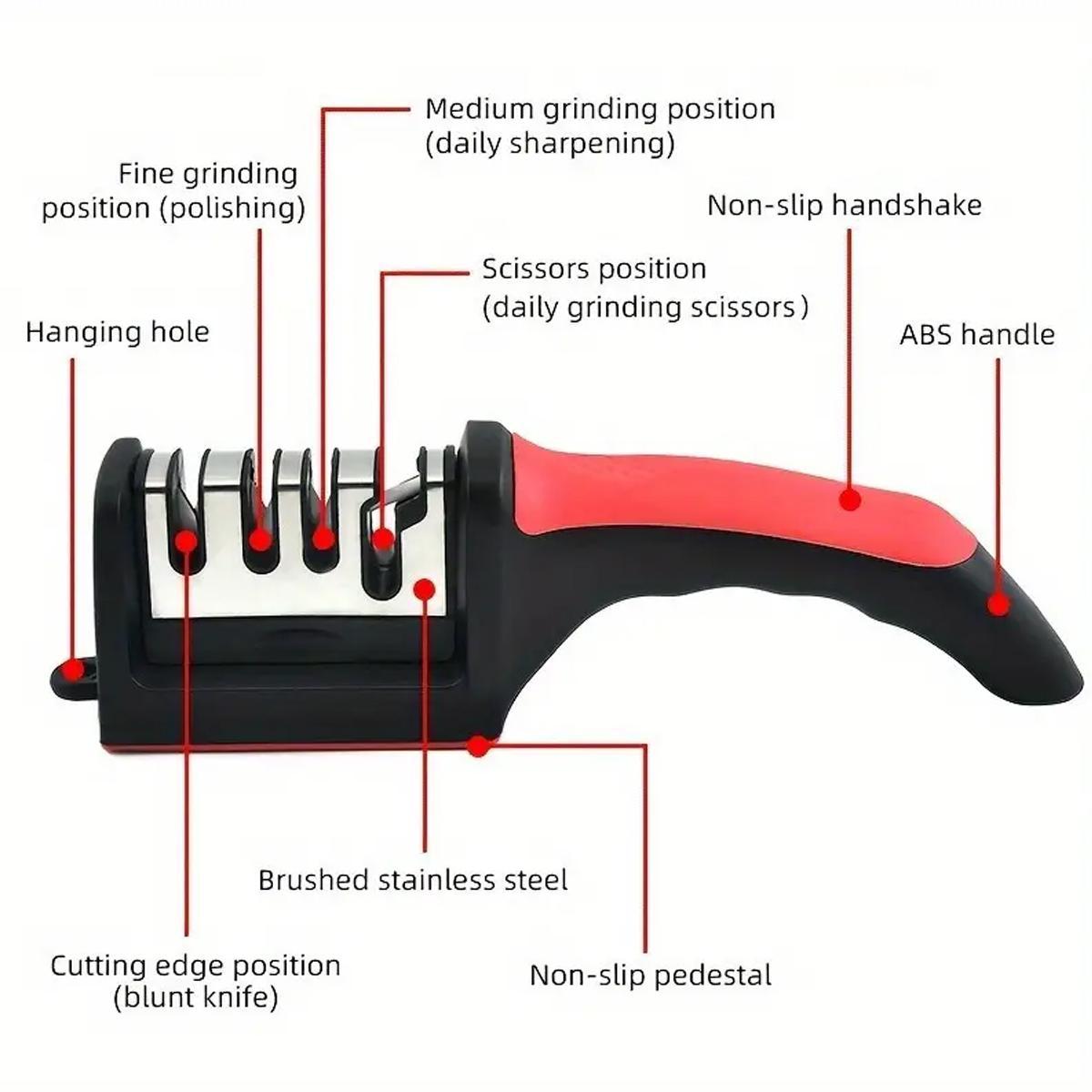 4-Stage Professional Knife Sharpener, Knife Sharpening Tool with Tungsten, Diamond & Ceramic Sharpening Stones, Sharpener Tool for Kitchen and Outdoor Use, Kitchenware