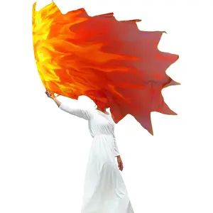 Wucheal 53''x 45'' Lightweight Prophetic Chiffon Flex Worship Flag, Raging Fire Dance Flags,Polygonal fire flags for worship dance LH# Black Yellow Red