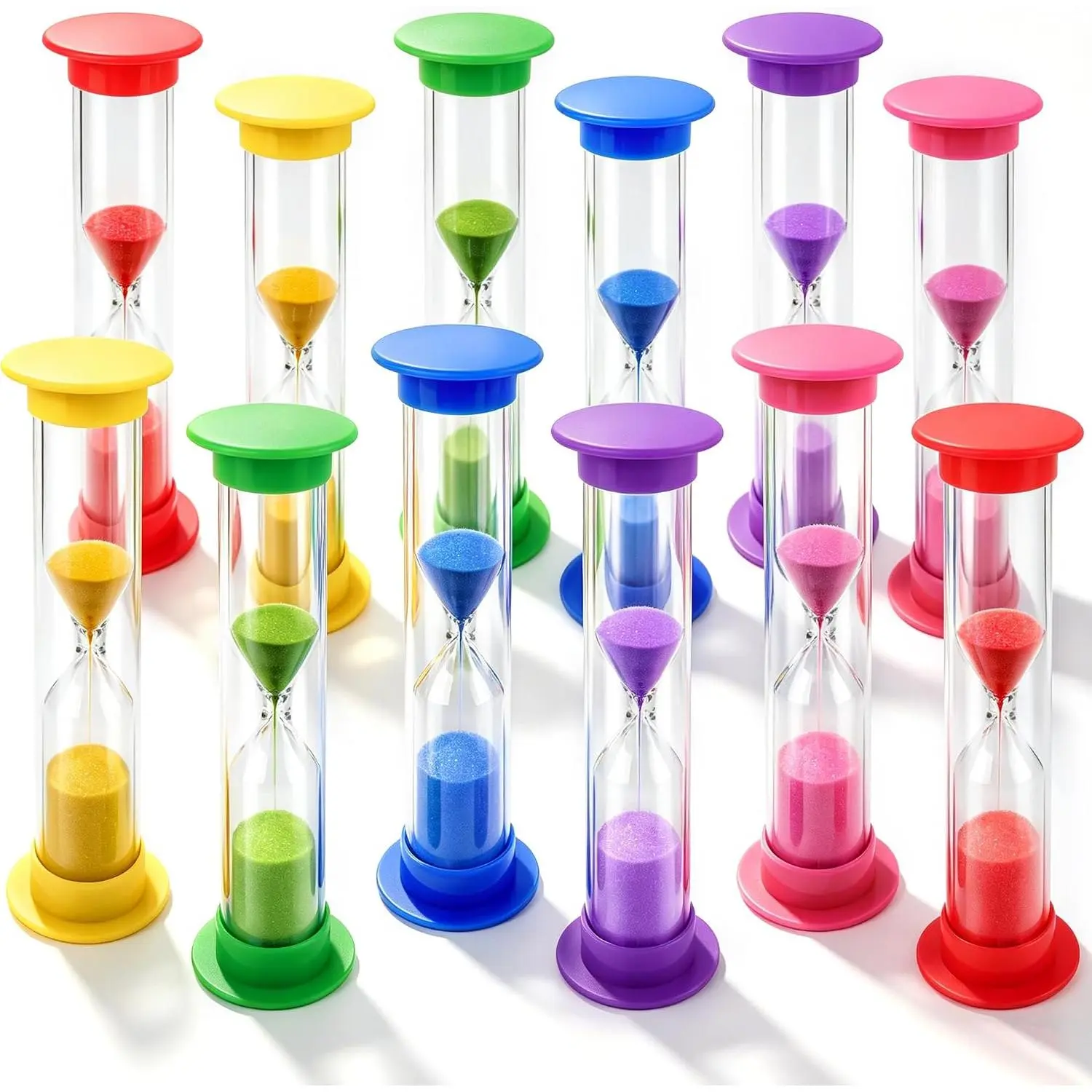 Sturdy PVC Kitchen Hourglass Timers, 12-Count 2-Minute Kitchen Utensils Timers for Cooking Tasks