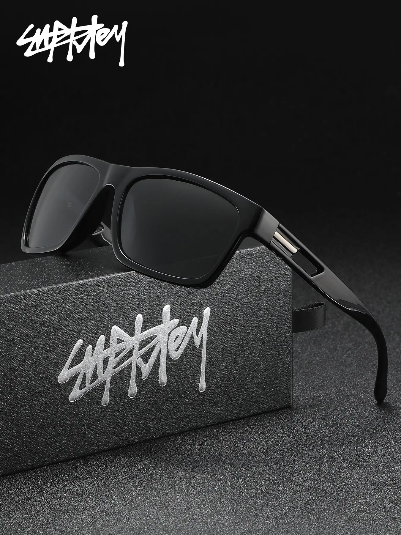 SUPKLEY  Square Sunglasses Men Women Polarized UV400 Sport Style Driving Daily Outdoor Fashion Eyewear