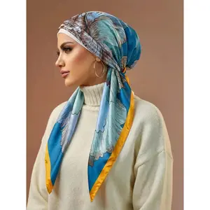 costume tops, Women's Hijab Cap Soft Sleep Hat, Color Block Cross Geometric Pattern Ramadan Fashion Muslim Headscarf, All-Season Modest Style