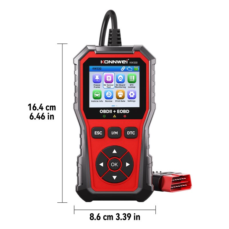 KONNWEI KW330 OBD2 Scanner with 2.8 Inch Color Screen, Free Upgrade & Print Function, Diagnostic Tool for Cars