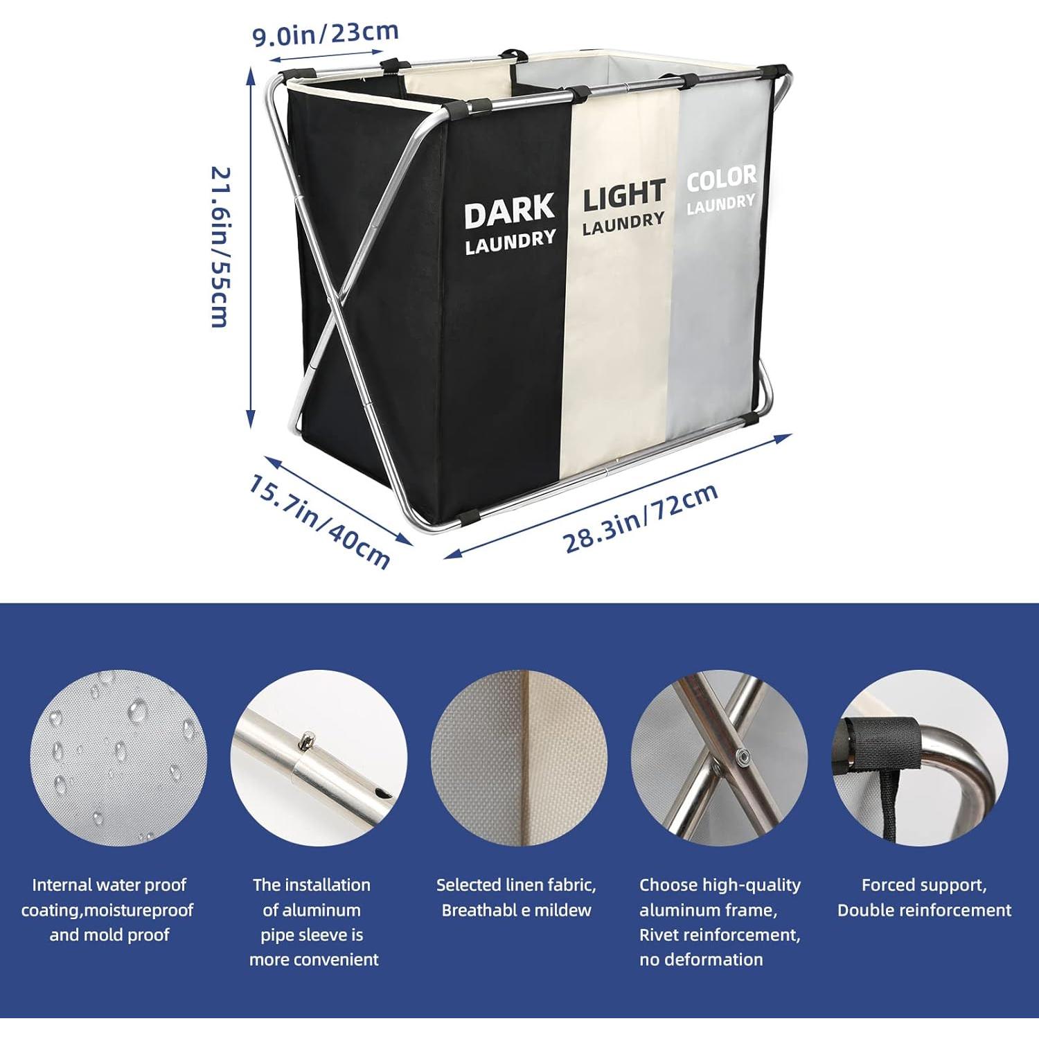 PLL Large Laundry Basket, Freestanding Collapsible Clothes Hamper with Handles for Clothes and Toys in Dorm & Family Closet Storage PLL Large Laundry Basket, Freestanding Collapsible Clothes Hamper with Handles for Clothes and Toys in Dorm & Family Closet Storage