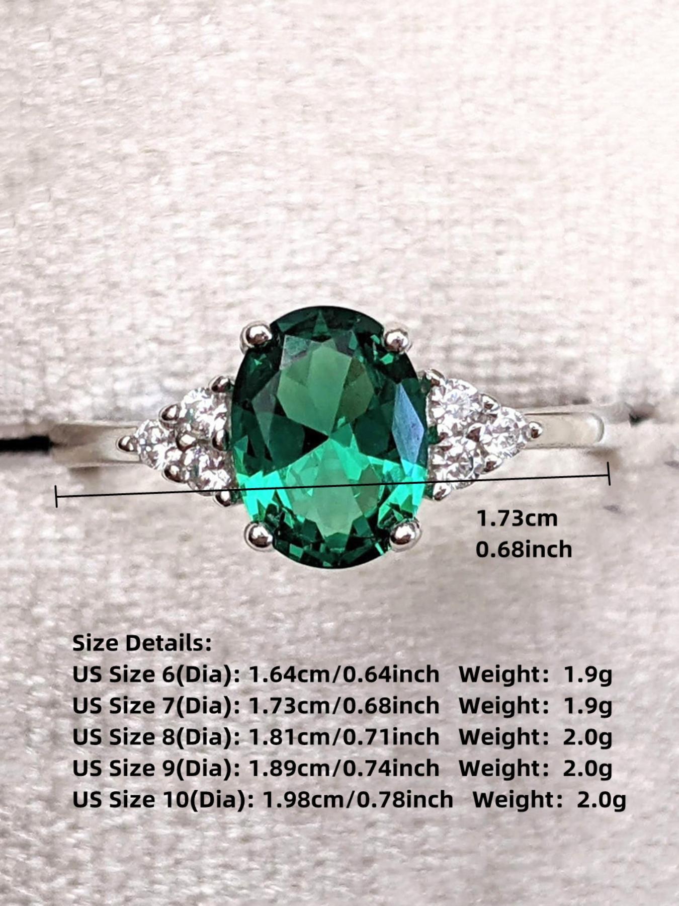 S925 Sterling Silver Oval Shaped Green Artificial Zircon Decor Ring, Elegant Bridal Engagement Ring for Women, Trendy All-match & Exquisite Jewelry for Birthday Gift