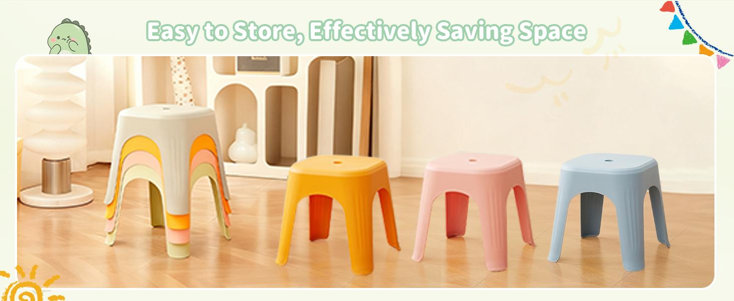 6 Pack School Plastic Stackable Stools, 11.8 Inch Height Colorful Nesting Stools, Portable Backless Stool for Classroom Students, Flexible Seating Chairs for School Home Office