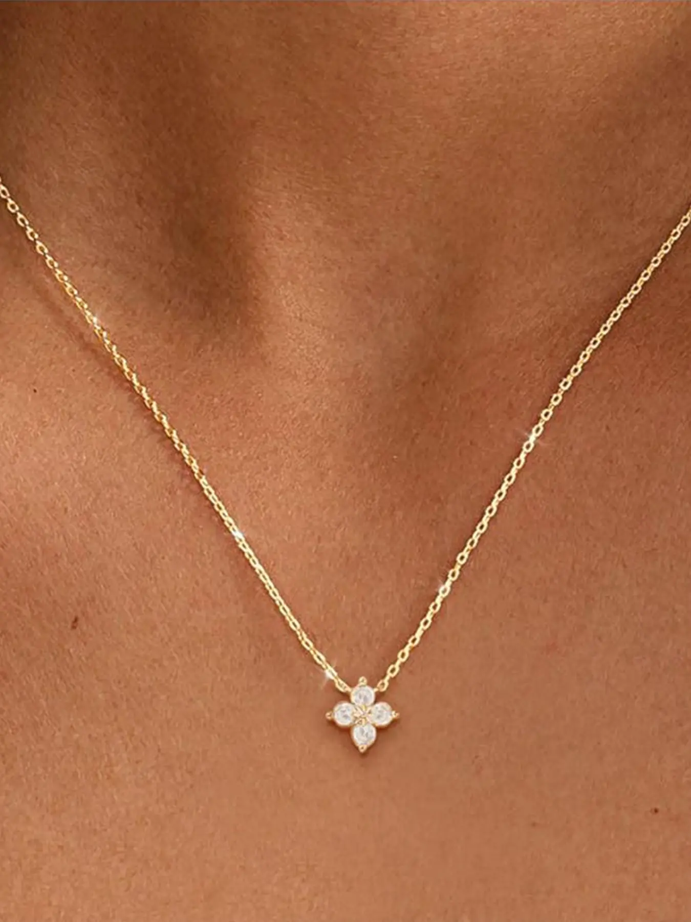 Birthstone Necklace for Women, Dainty 14k Gold Plated Diamond Pendant, Boho Style, All Seasons Jewelry Gift