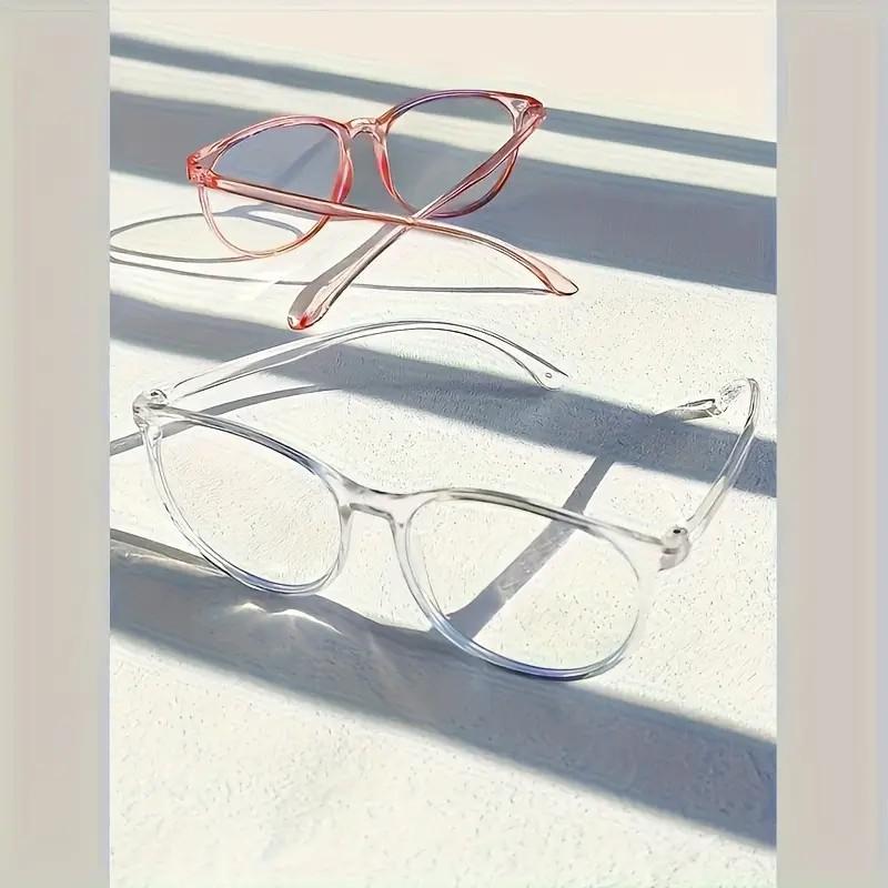 Women’s 4-Pack Blue Light Blocking Fashion Frame Eyeglasses Nylon Frame Anti-Round Face Set with 4 Color Leopard Design No-Makeup Essential Internet Celebrity Style for Leisure Outdoor Cycling Use