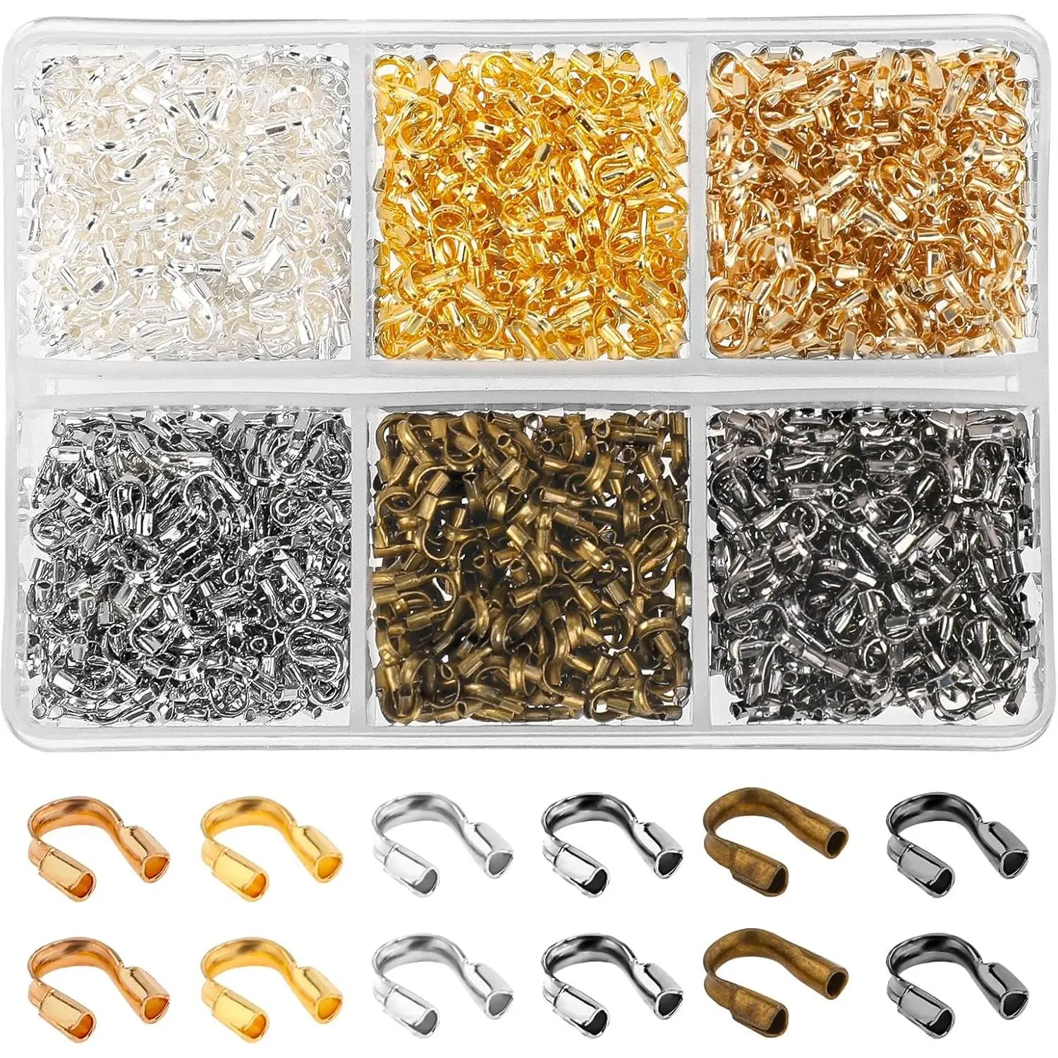600 count Brass Wire Guardian U-Shape  Protector Brass Wire Protector for Earring Bracelet Necklace Pendant DIY  Making Supplies, 6 Colors