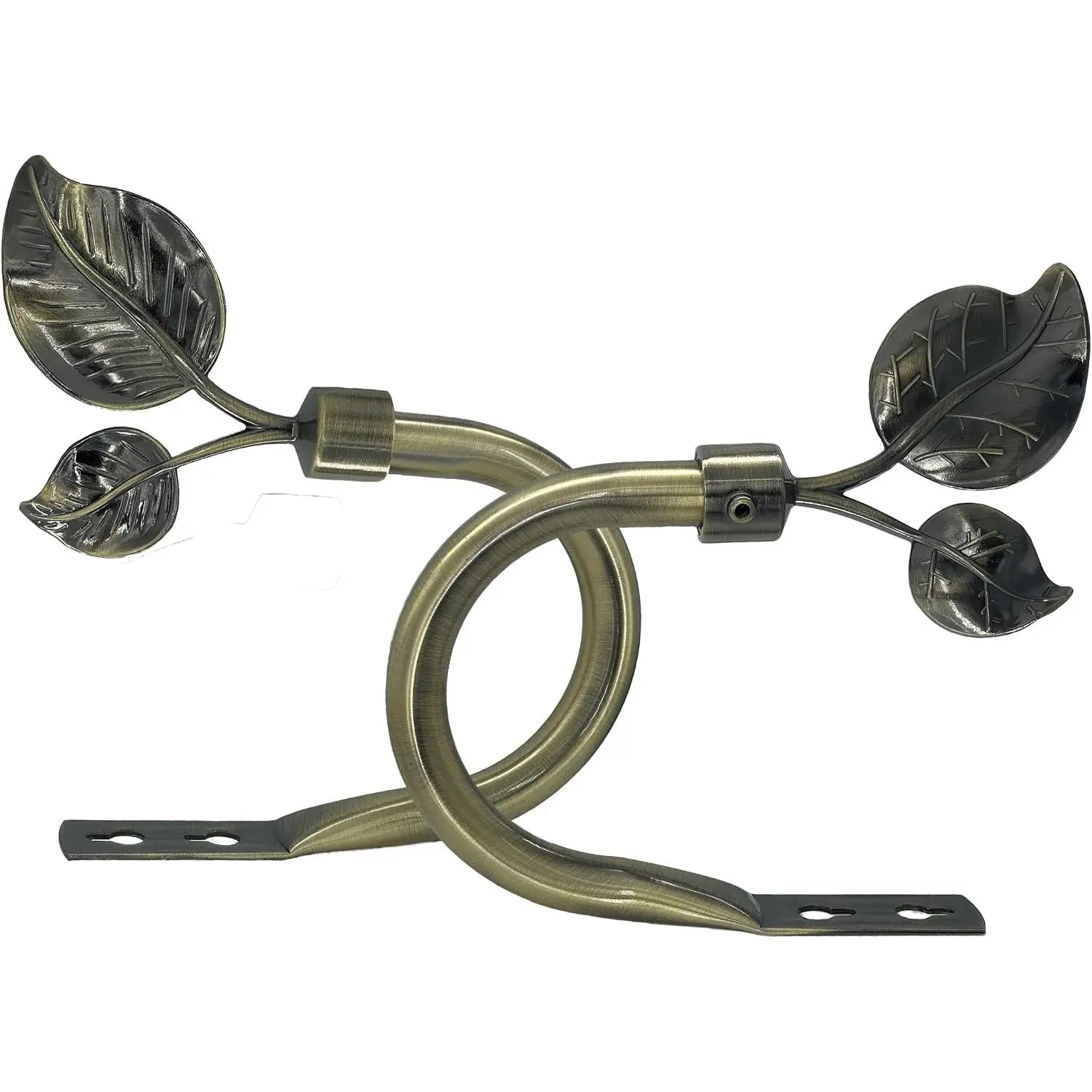 Metal Leaf Curtain Holdbacks (2 Pack), Antique Brass Finish, Heavy Duty Hooks Tiebacks for Drapes, Sheers, Swags