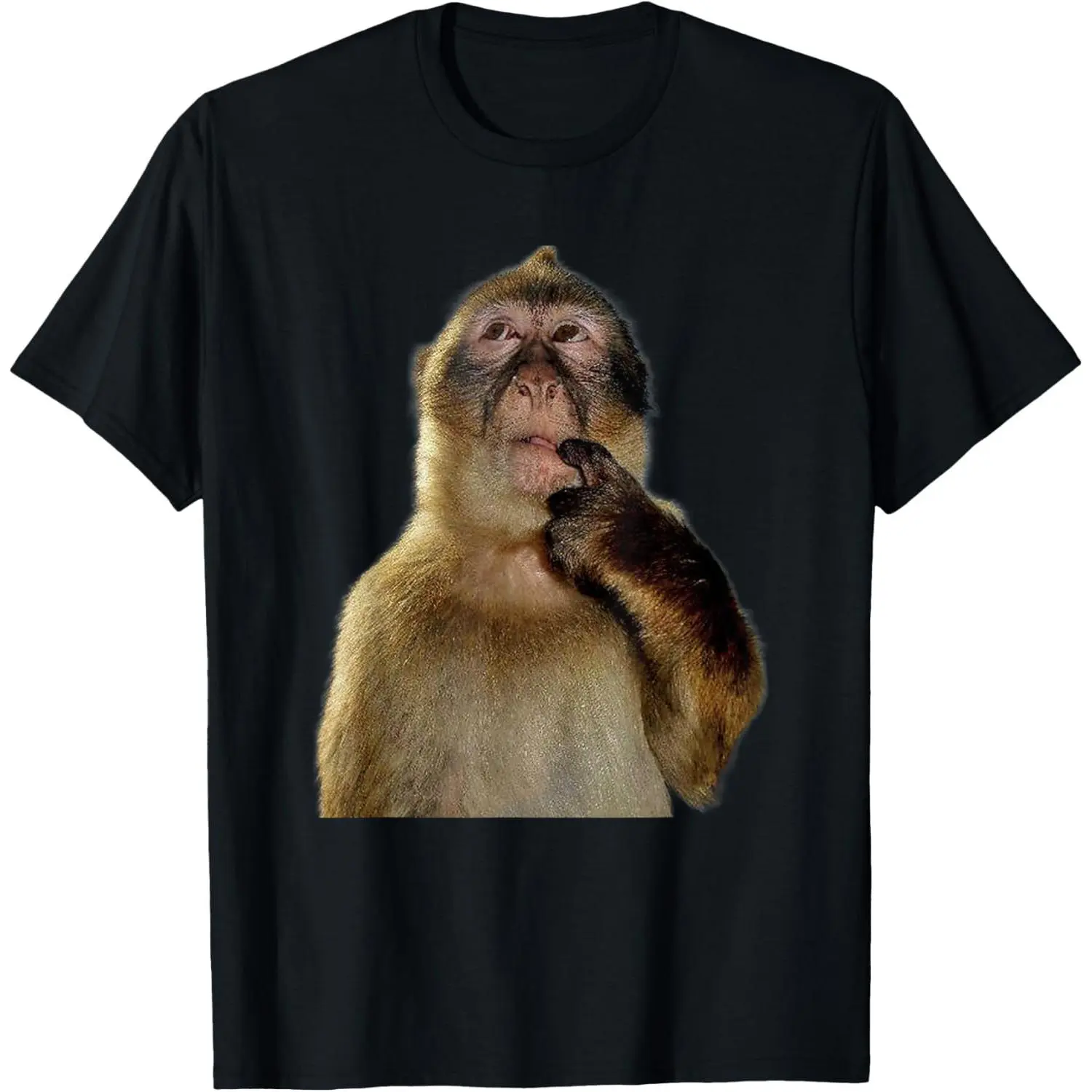 Thinking Monkey Meme Graphic T-Shirt Crewneck Man