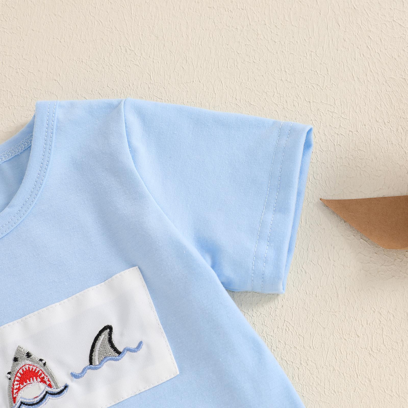 Toddler Baby Boy Summer Outfit Animal Embroidery Round Neck Short Sleeve Top Stripe Shorts Casual 2pcs Set Summer Clothes Toddler Baby Boy Summer Outfit Animal Embroidery Round Neck Short Sleeve Top Stripe Shorts Casual 2pcs Set Summer Clothes