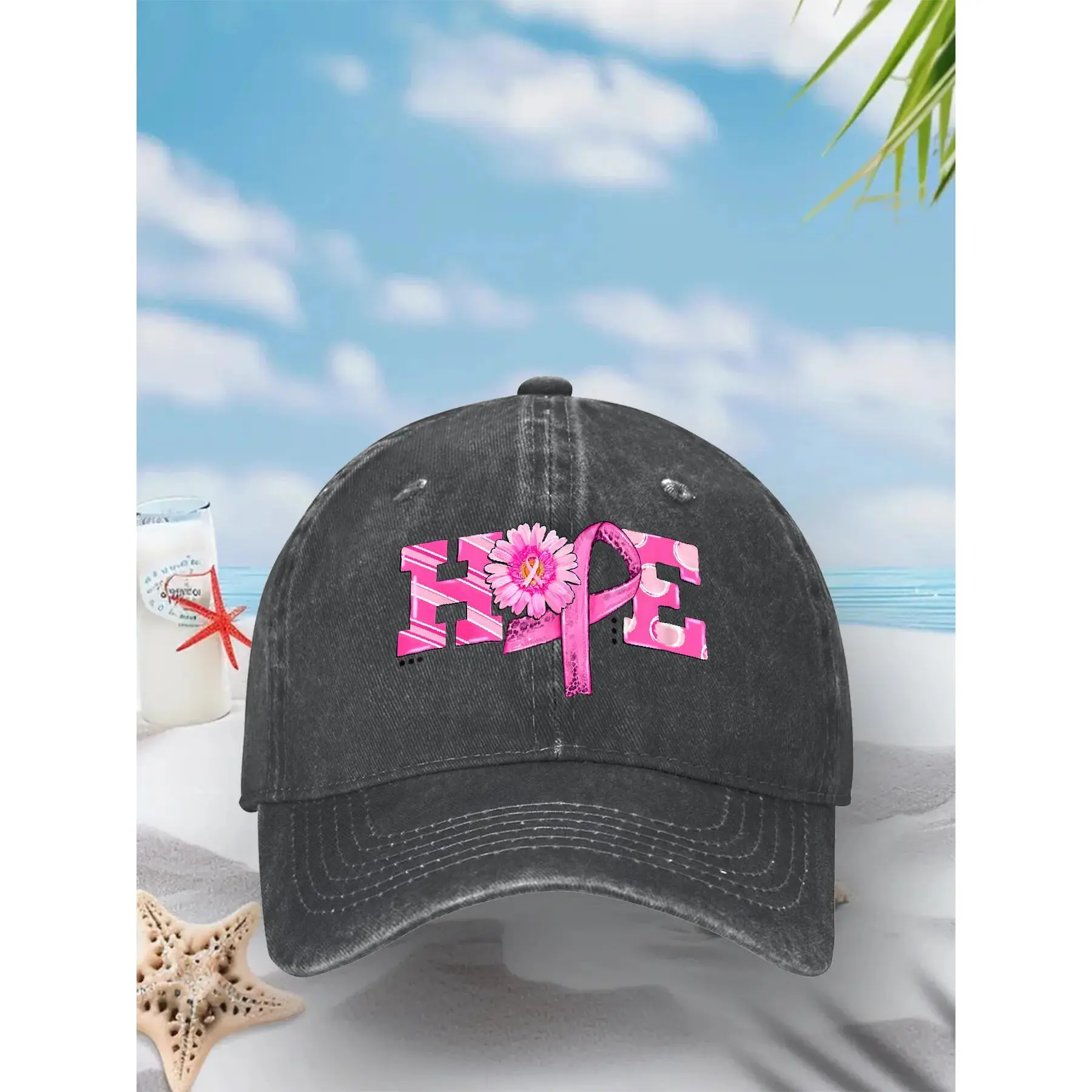 Hope Pink Ribbon Sunflower Breast Cancer Awareness Warrior Baseball Cap Classic Baseball Caps