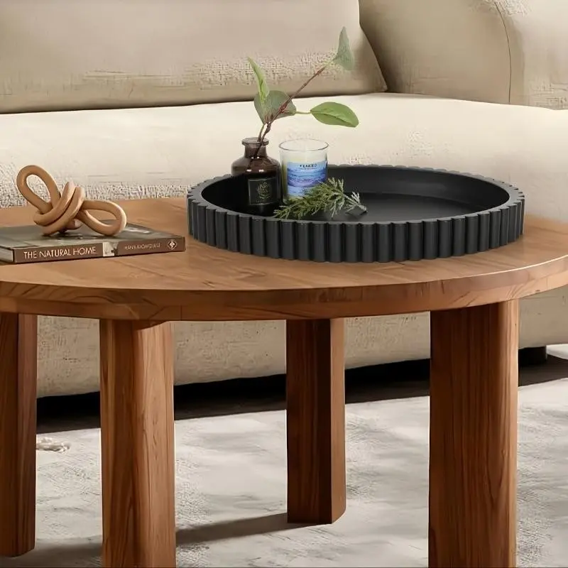 Modern Silicone Round Decorative Tray, Minimalist Art-Style Table Centerpiece, Multi-Purpose Tray for Home Decoration, Coffee Bar Ornament
