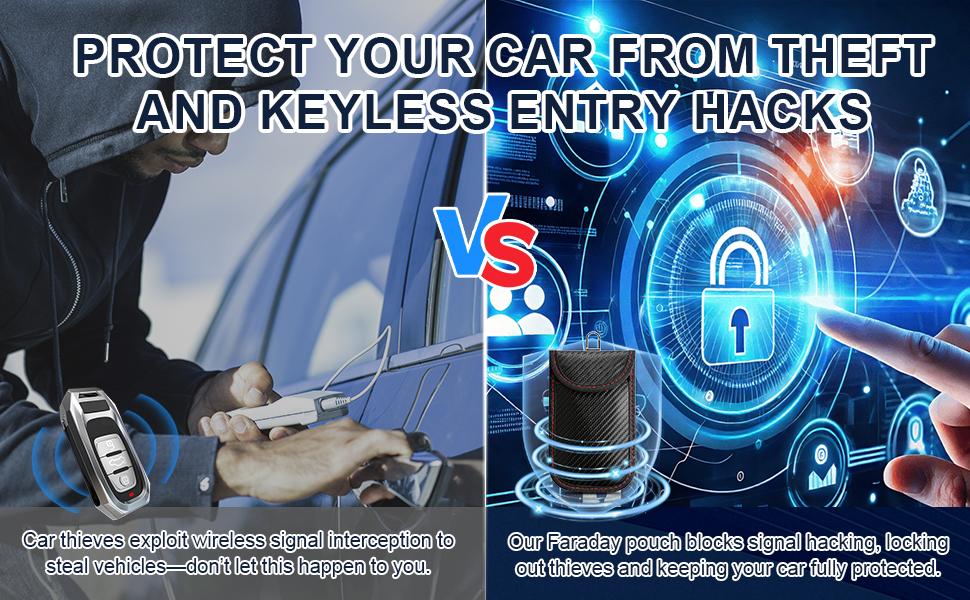 2 Pack Faraday Bag for Car Keys, Key Fob Protector Shielding Cage, Anti-Theft Faraday Pouch, Car RFID Signal Blocking Case, Anti-Hacking Blocker, Car Accessories(Red-line, M)