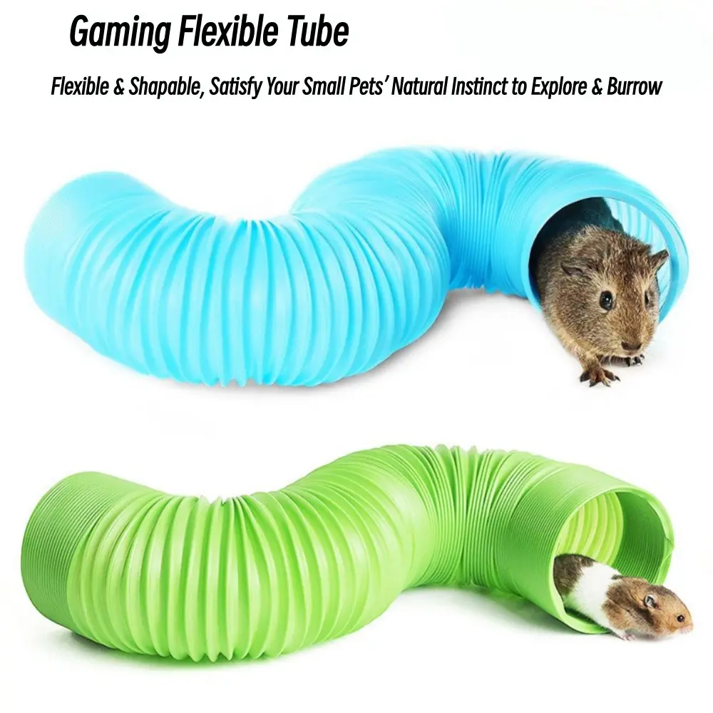 Blue Fun Foldable Small Pet Tunnel, Activity Playway for Hamsters and Guinea Pigs, Enrich Habitat, Boost Exercise & Training