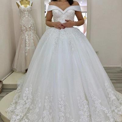 2026 New Style Large Train Wedding Dress, Retro and Sexy Tulle Long-Sleeve Wedding Dress