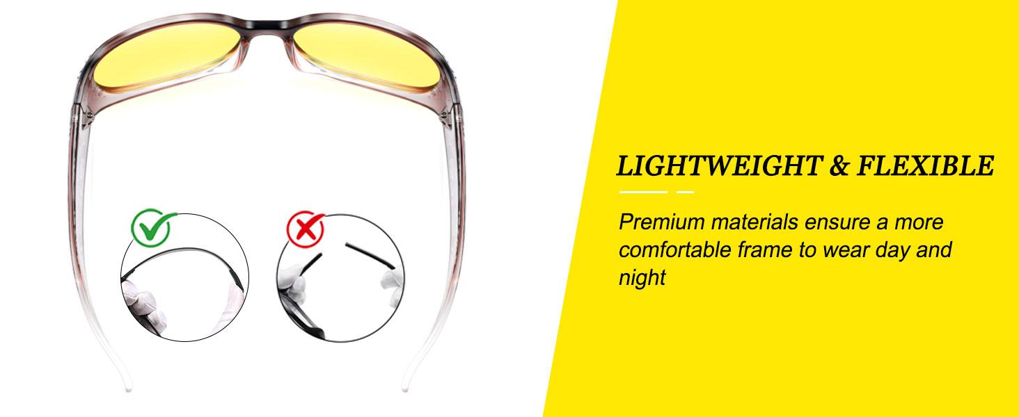 Night Vision Driving Glasses Women Anti Glare Polarized, Wrap Around Nighttime Safety Glasses UV Protection