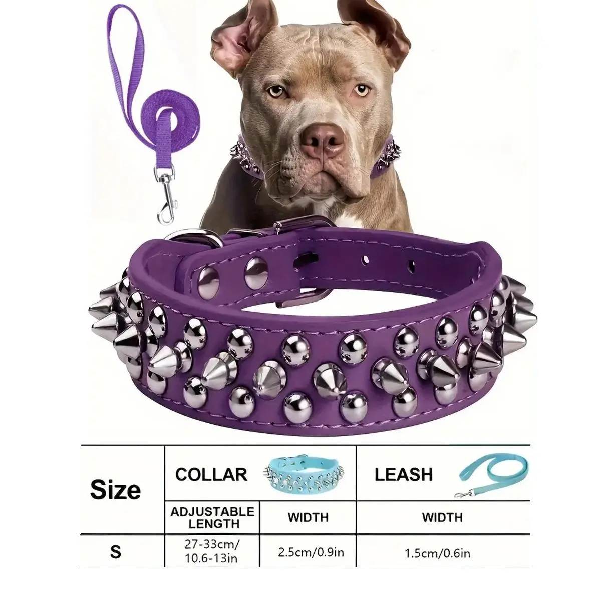 Rivet Dog Collar & Swivel Leash Set, Leash Included, Adjustable Pet Studs Collar, Durable Dog Walking Equipment, Fashionable Pet Walking Essentials, Dog Accessories Tools, Easter Gifts