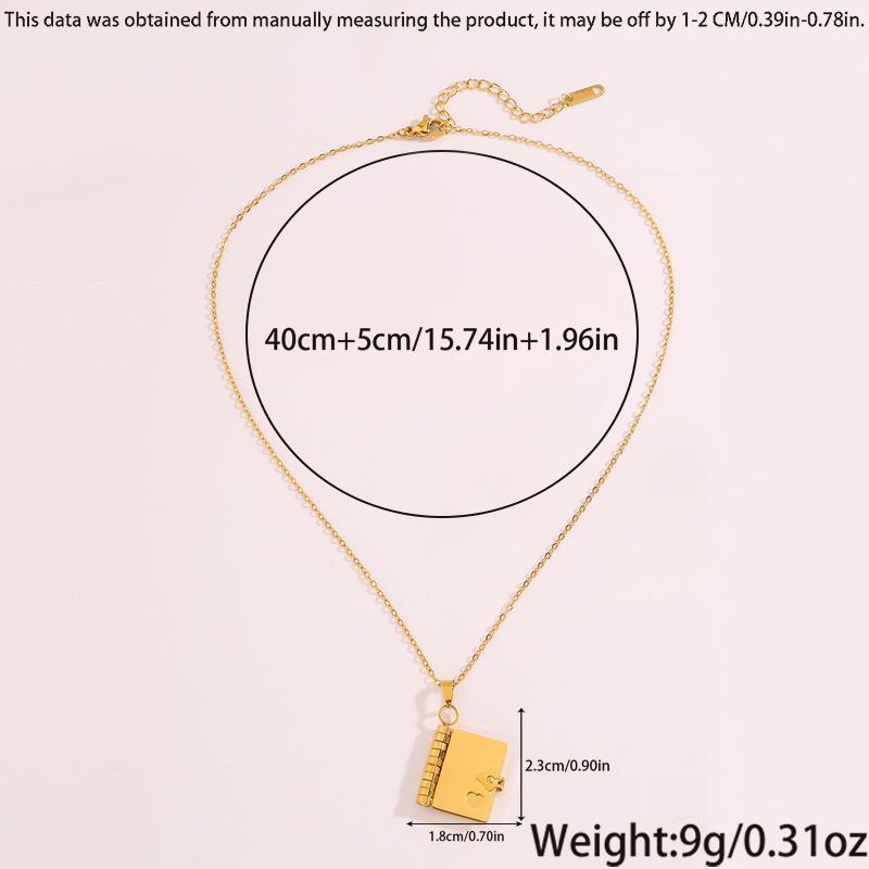 Mothers Day Gift Titanium Steel Necklace for Women, Openable Book Locket Love Letter Pendant Personality Temperament Clavicle Chain