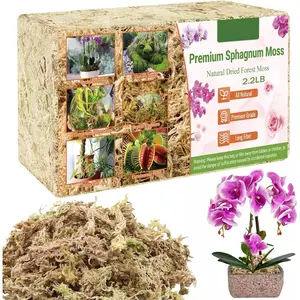 2.2 LB  Sphagnum Moss for - 40QT  Long Fibered Sphagnum Peat Moss for  Indoor, Succulent Orchid Potting Mix for Orchids Carnivorous, Succulent and Reptiles