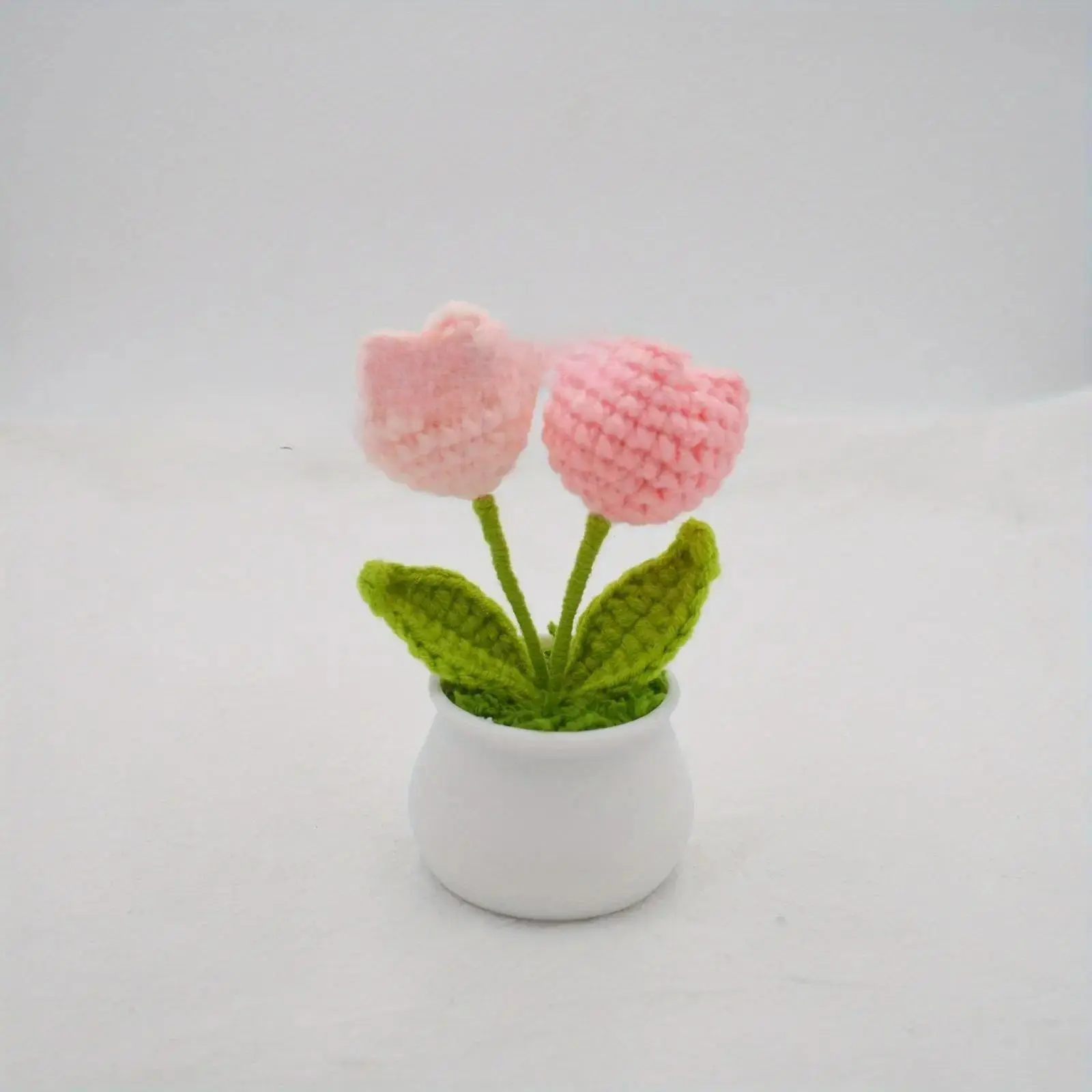 2026 Handcrafted Crochet Tulip Potted Ornament with Handcrafted Charm, Natural Aesthetics Decoration, Cute Desktop-Car Interior Accessory for Mother's Day (Indoor Leisure Recreation Decor)
