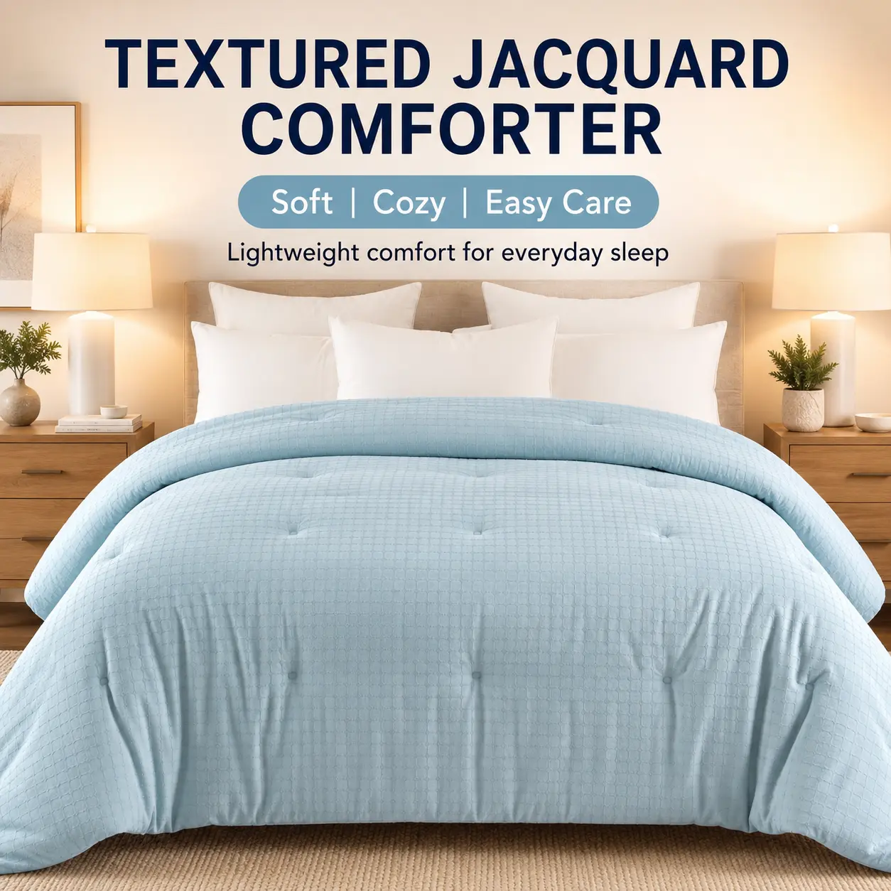 Textured Jacquard Comforter, Soft Quilted Bed Comforter, Lightweight All Season Bedding Textured Jacquard Comforter, Soft Quilted Bed Comforter, Lightweight All Season Bedding
