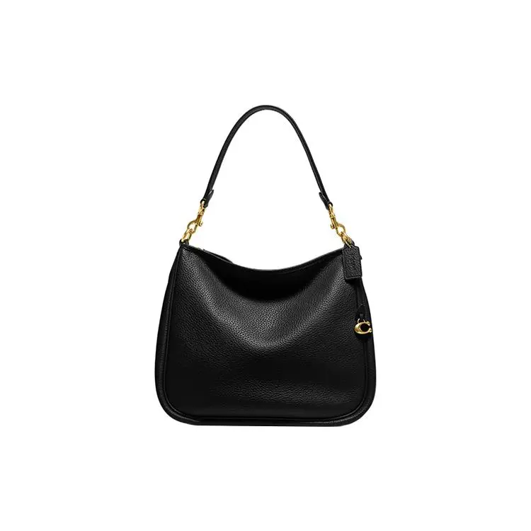 COACH Cary 33 Classic C-Logo Top Handle and Crossbody Bag for Women in Pebbled Leather, Black