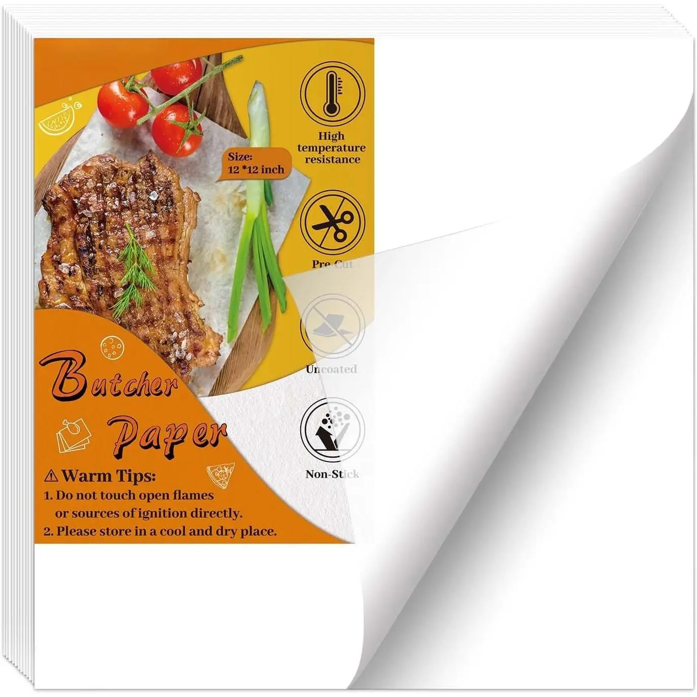 70 count White Butcher Paper 12 x 12 inch No Wax Disposable Butcher Paper Precut Square Wrapping Paper for Sublimation  Meats