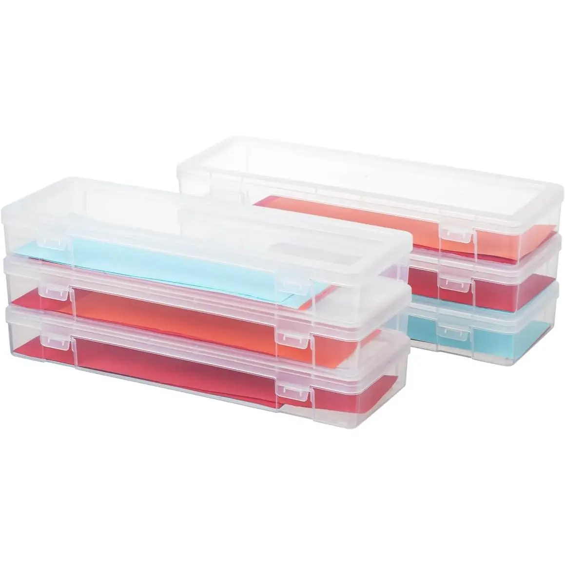 Plastic Clear Storage Containers for Organizing, Craft Storage Organizers and Stackable Storage Bins with Lids for Pencil Box, Bead, Cookie Cutter, Board Game (6 Pack Large)