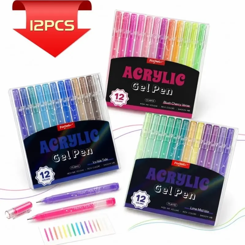 12-Pack Acrylic Neutral Pens, 3 Color Series, Ideal for Decorative Cardstock, Hand Drawing Drafts, Back-To-School Line Art Supplies