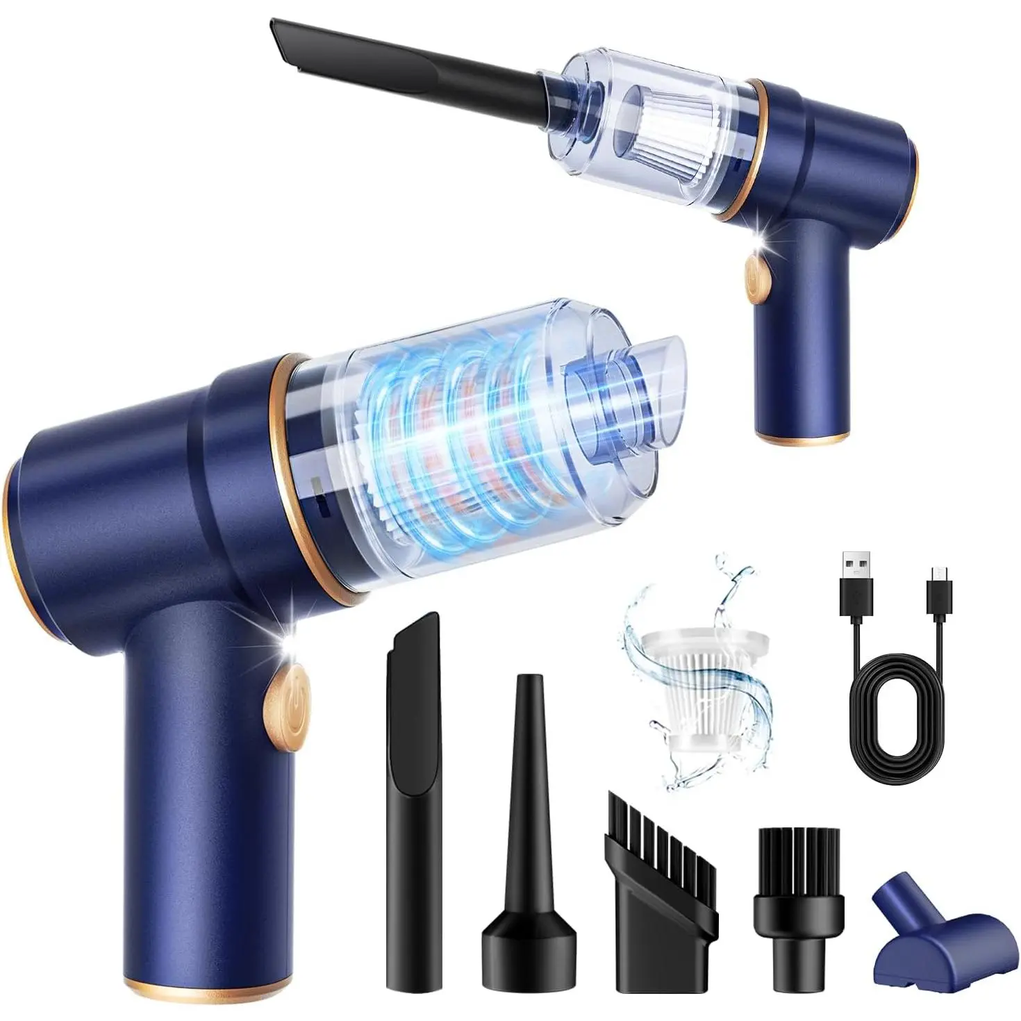 Handheld  Vacuum Cleaner, Hand Held Vacuum Cleaner and Air Duster | 9000PA  Suction, Cordless, 120W High Power, Multi-Nozzles & LED Light, for , , Office,