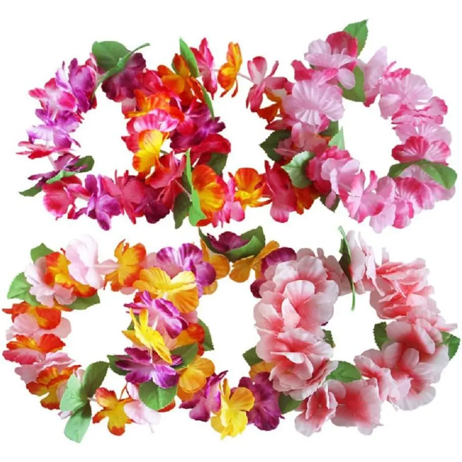 6PCS Hawaiian Wreath Headbands - Vibrant Tropical Flower Thick-Detailing Hairpieces, Costume Design for Luau Parties, Beach Decor & Favors Supplies, Tropical Flowers, Casual, Unisex Wear, Flower Hair Decoration Headpieces