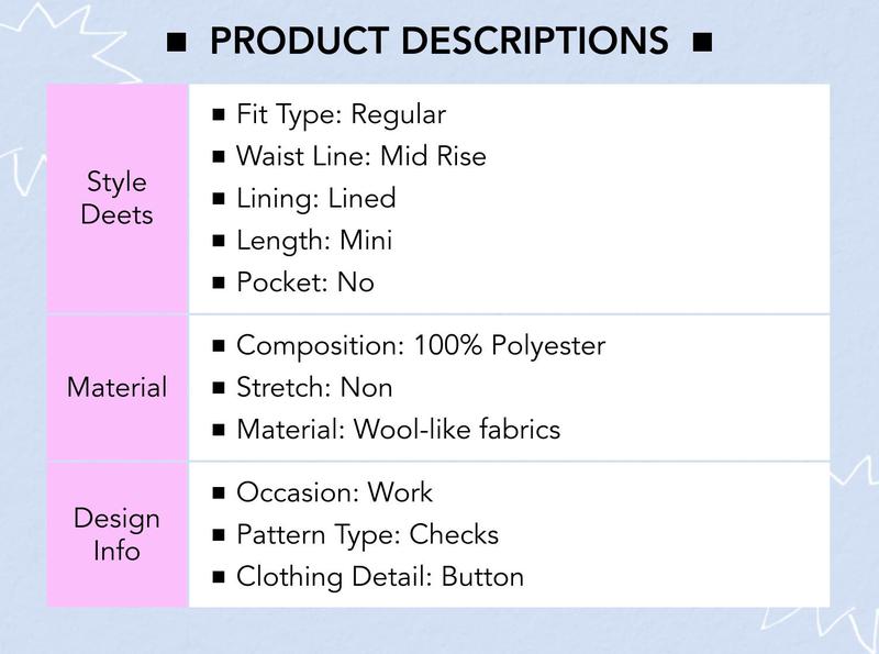 Cider Wool-look Mid Rise Houndstooth Asymmetrical A-line Mini Skort