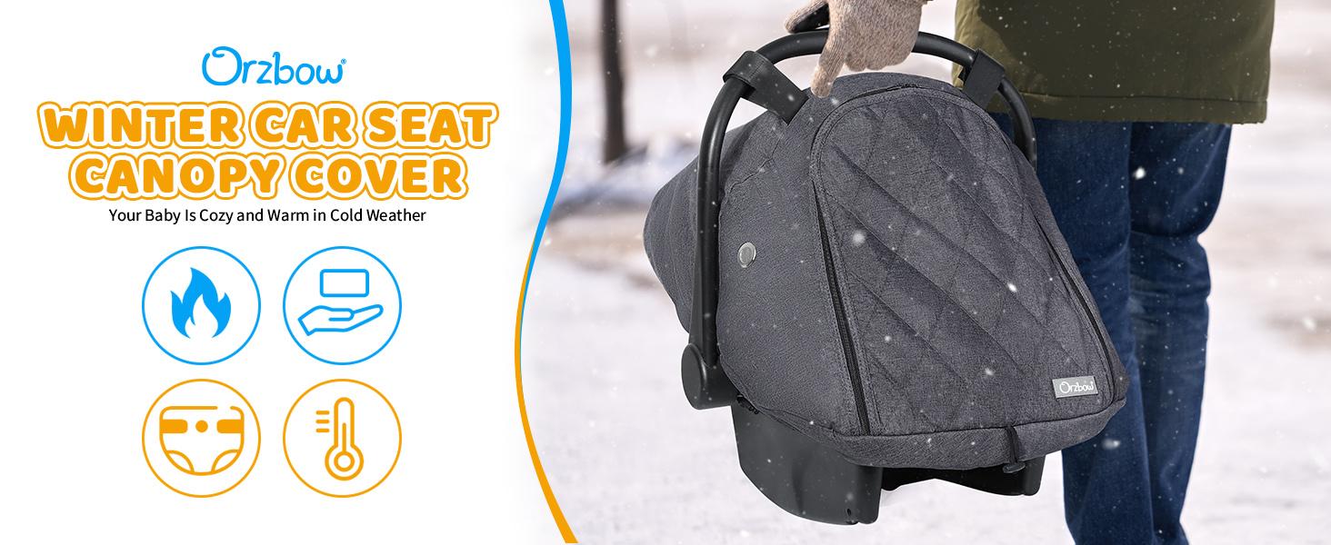 Winter Carseat Cover for Baby, Infant Car Seat Cover Compatible with Doona Car Seats, Zipper Access, Breathable, Rain, Snow and Wind Proof, Winter Baby Essentials Carrier Canopy, Dark Grey