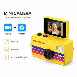 Mini Retro Digital Camera with 180° Flip Screen, HD Keychain Selfie Camera, Portable Small Camcorder with Memory Card Support compact