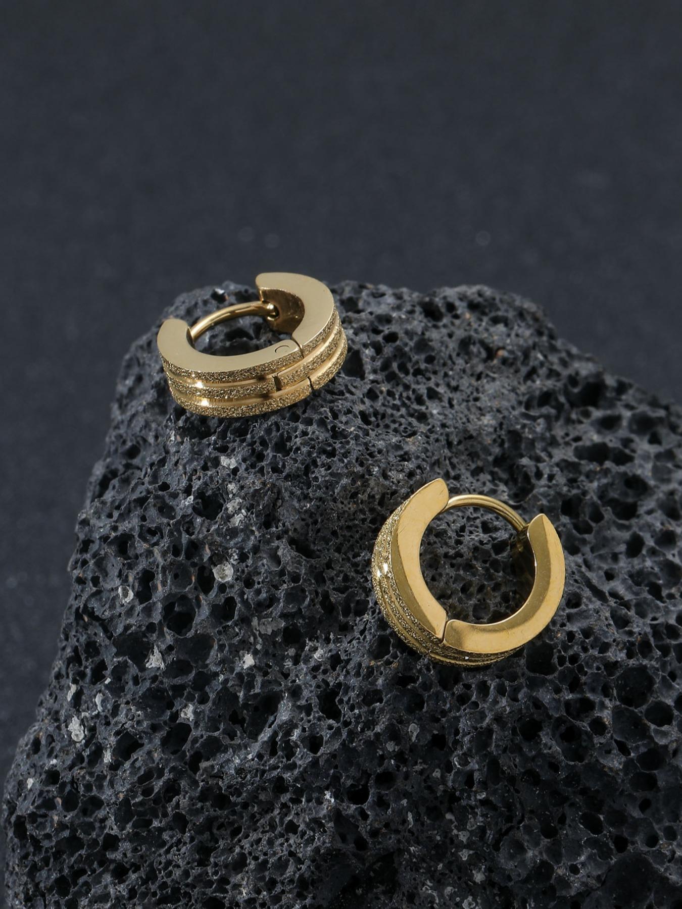 Unisex Street Style Minimalist Hoop Earrings, High Quality Earrings, 1 Pair Trendy Casual Hoop Earrings, Chic Vintage Jewelry, Punk Accessories As Gift for Women & Men